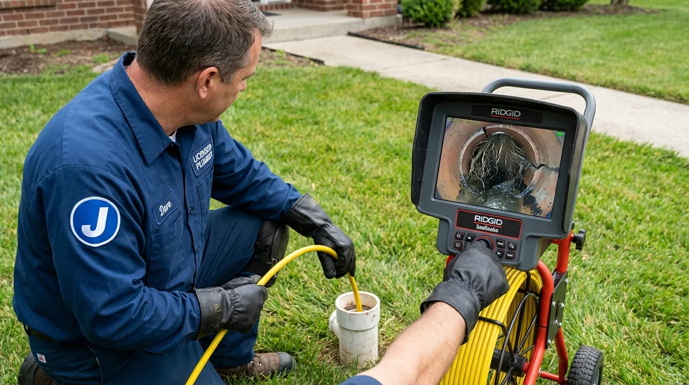 Sewer camera inspection being performed by Johns Plumbing LLC in Kohler